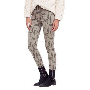 NEW Free People Long and Lean High Waist Green Denim Jeans